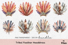 Tribal Feather Headdress Clipart Bundle - CraftNest - Digital Crafting and Art