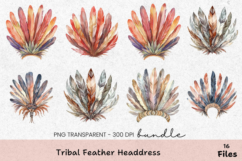 Tribal Feather Headdress Clipart Bundle - CraftNest - Digital Crafting and Art