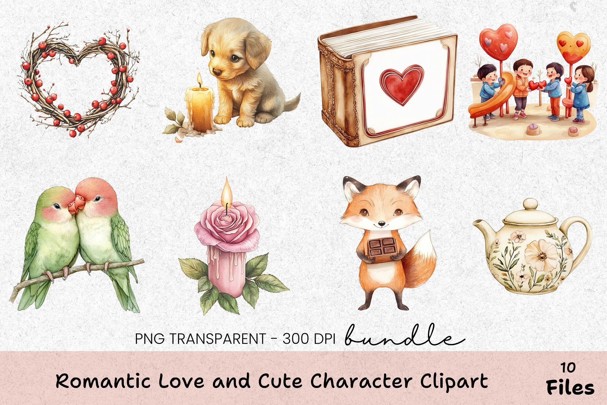 Romantic Love & Cute Character Clipart Bundle - CraftNest - Digital Crafting and Art
