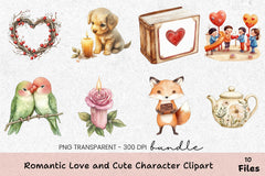 Romantic Love & Cute Character Clipart Bundle - CraftNest - Digital Crafting and Art