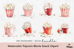 Popcorn Movie Snack Clipart Bundle - CraftNest - Digital Crafting and Art