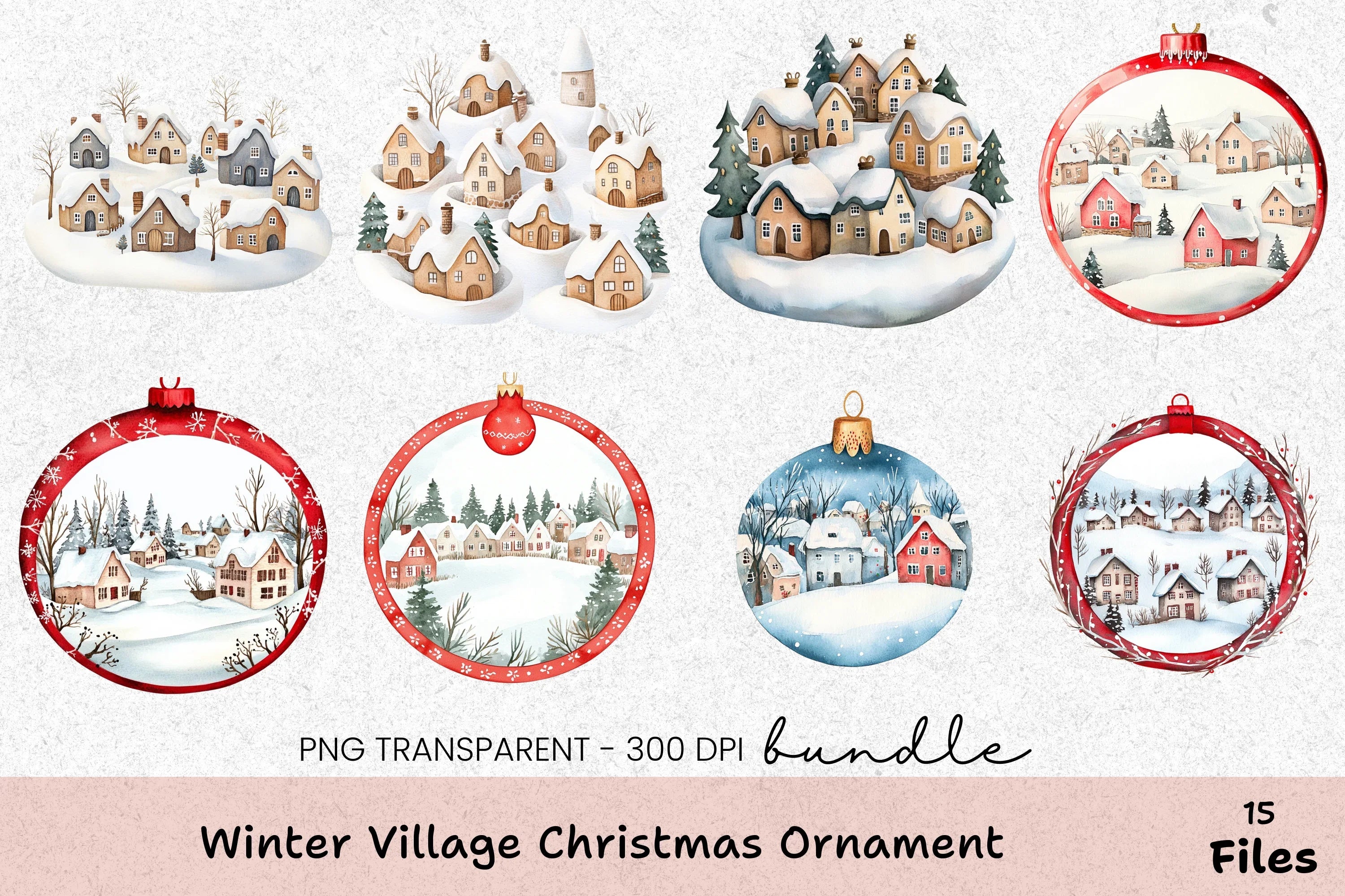 Winter Village Christmas Ornament Clipart Bundle - CraftNest - Digital Crafting and Art