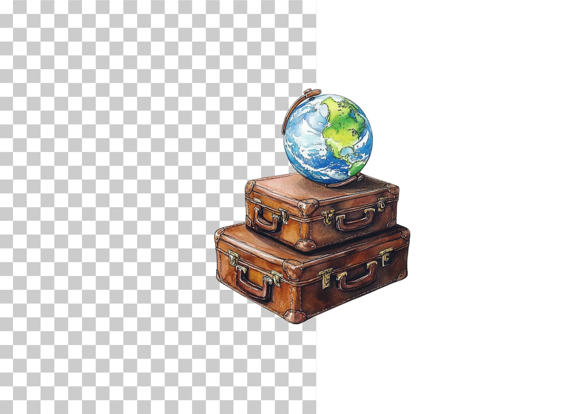 Vintage Travel Suitcases with Globe Clipart Bundle - CraftNest - Digital Crafting and Art