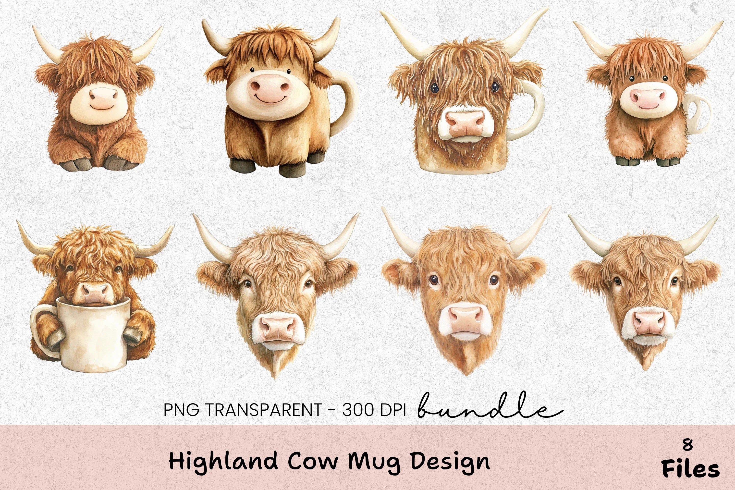 Highland Cow Design Mug Wrap Bundle - CraftNest - Digital Crafting and Art