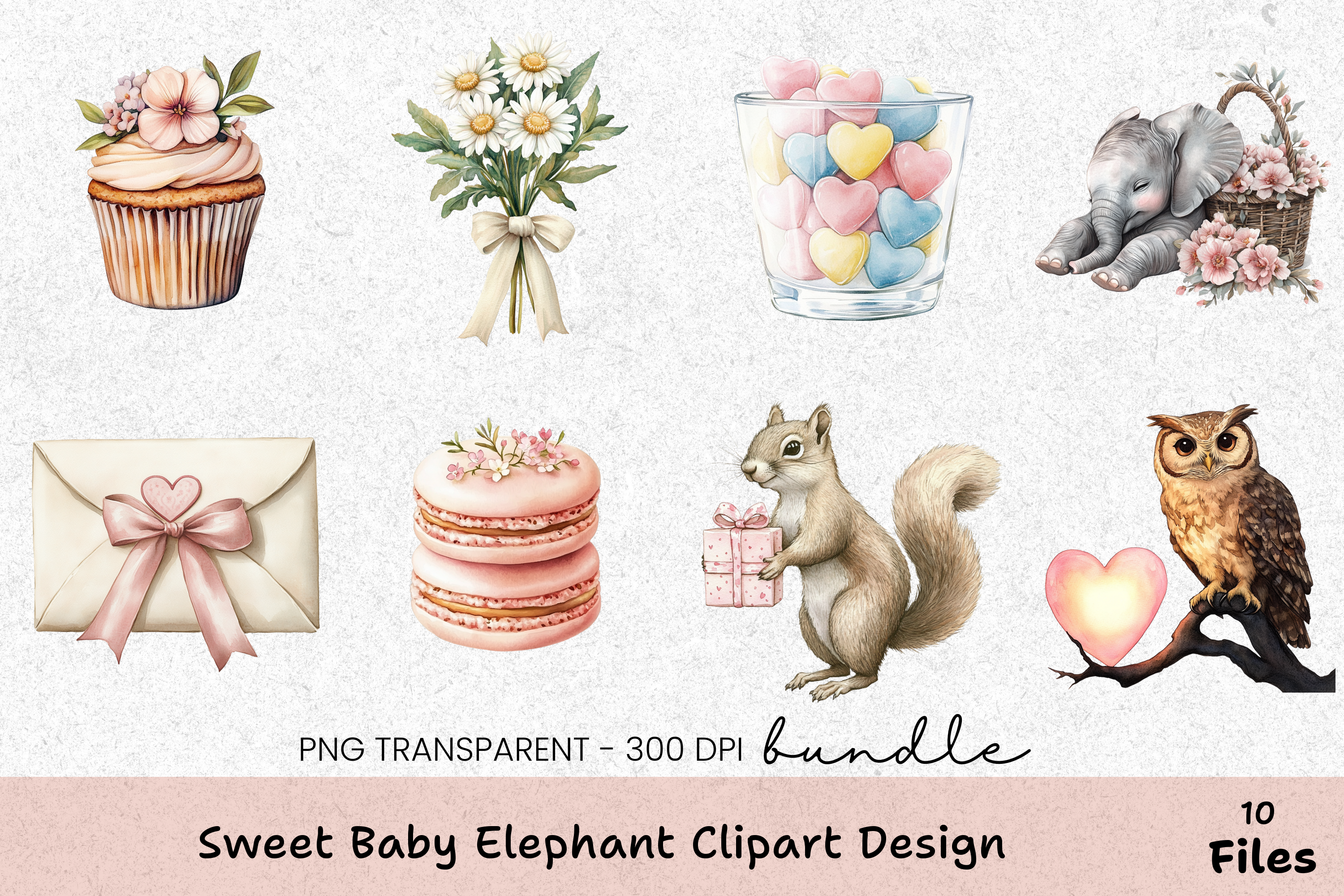 Sweet Baby Elephant Clipart Bundle