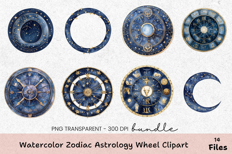 Zodiac Astrology Wheel Clipart Bundle - CraftNest - Digital Crafting and Art