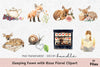 Sleeping Fawn with Rose Floral Clipart Bundle