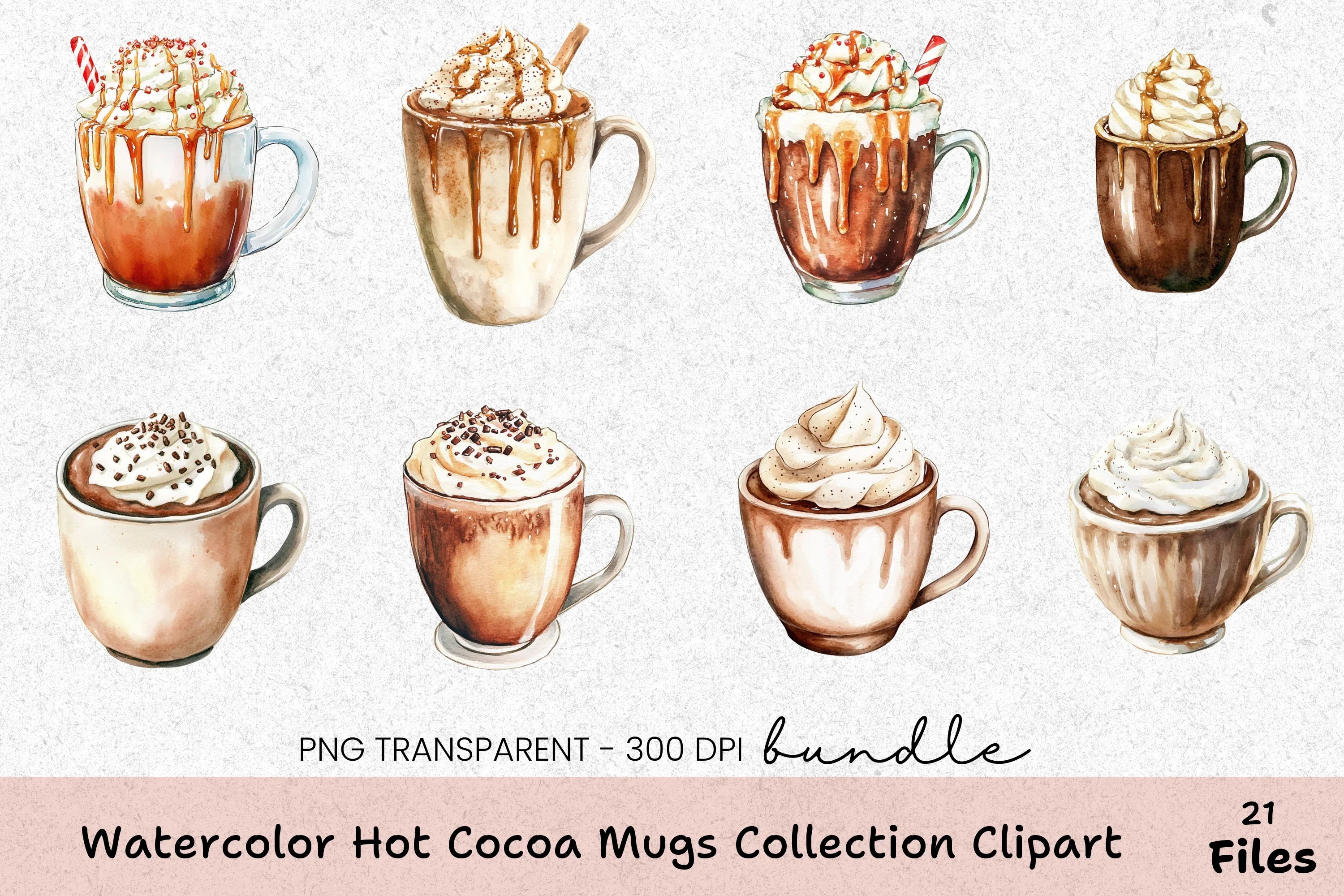 Hot Cocoa Mugs Collection Wrap Bundle - CraftNest - Digital Crafting and Art