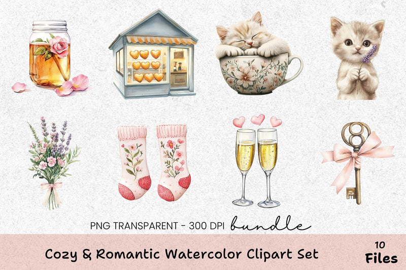 Cozy & Romantic Clipart Bundle - CraftNest - Digital Crafting and Art