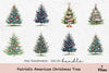 Patriotic American Christmas Tree Clipart Bundle