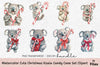 Cute Christmas Koala Candy Cane Clipart Bundle