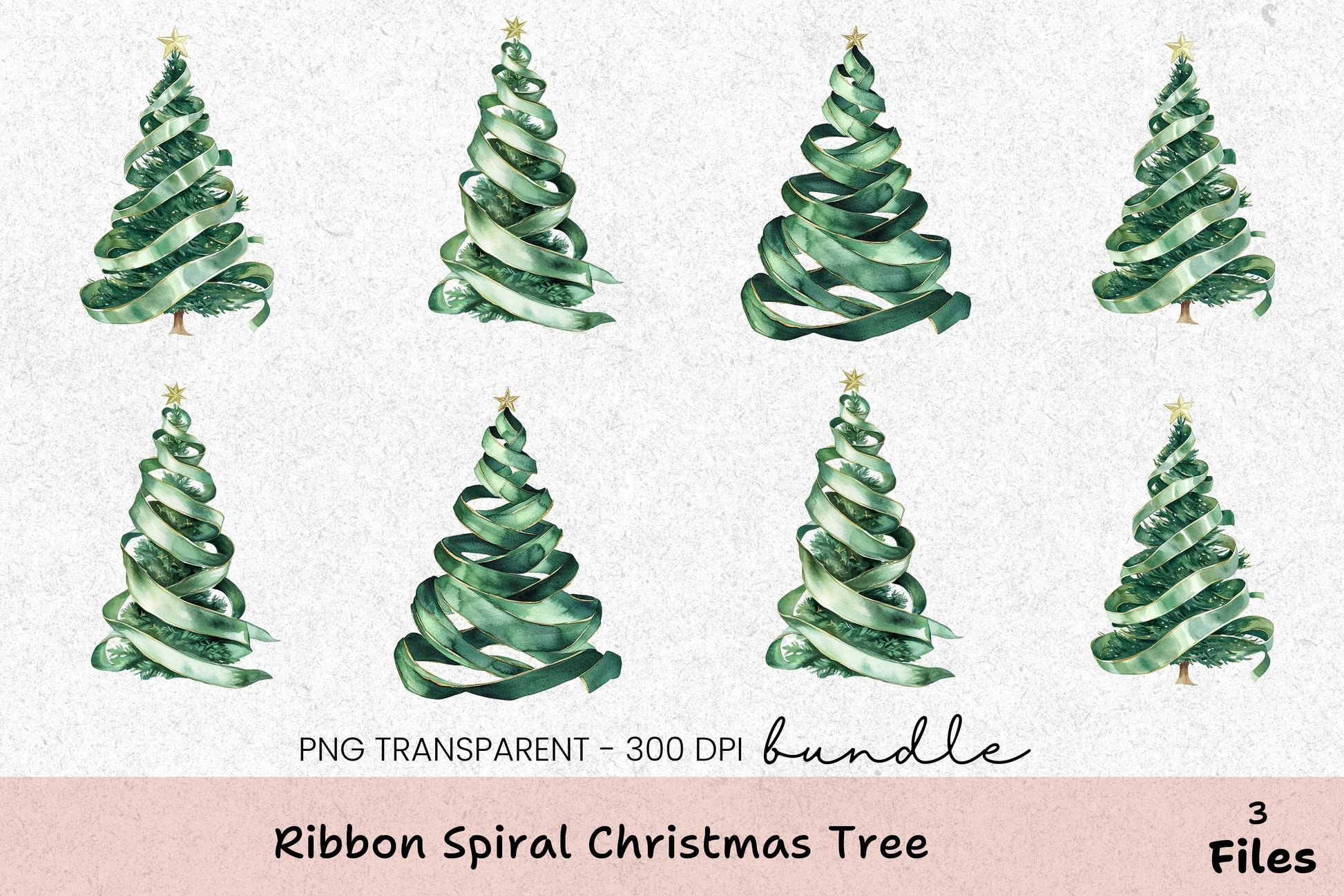 Ribbon Spiral Christmas Tree Clipart Bundle - CraftNest - Digital Crafting and Art