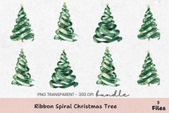 Ribbon Spiral Christmas Tree Clipart Bundle - CraftNest - Digital Crafting and Art
