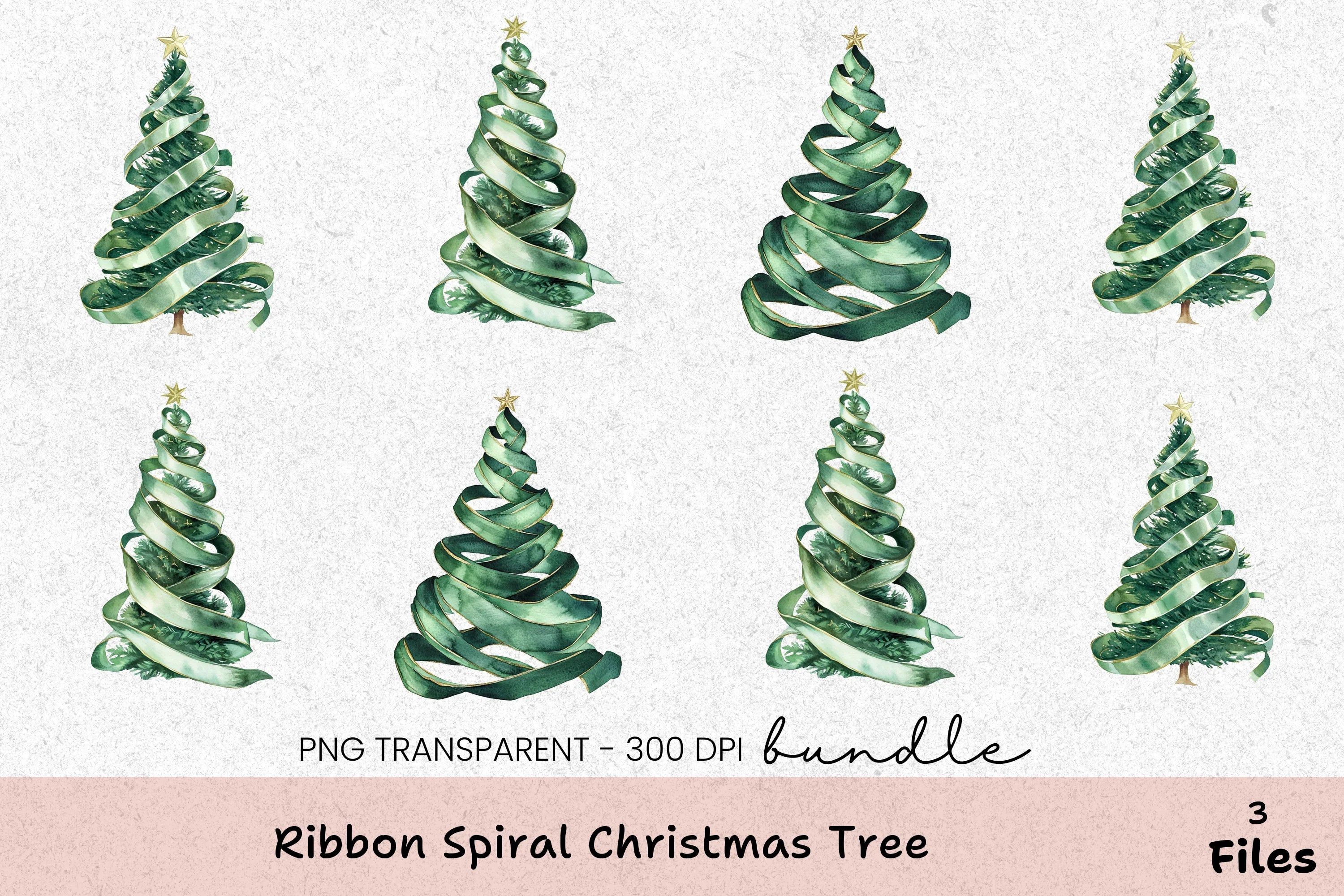 Ribbon Spiral Christmas Tree Clipart Bundle - CraftNest - Digital Crafting and Art