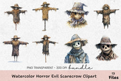 Horror Evil Scarecrow Clipart Bundle - CraftNest - Digital Crafting and Art