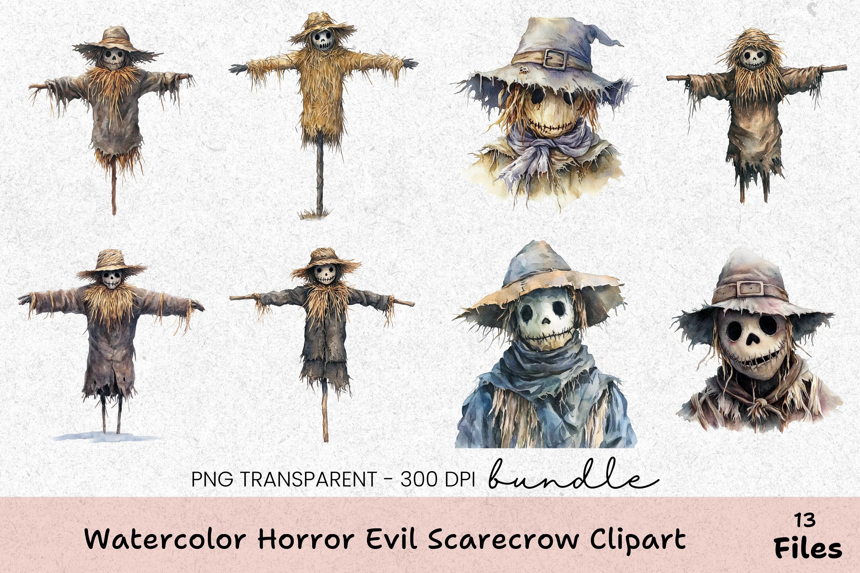 Horror Evil Scarecrow Clipart Bundle - CraftNest - Digital Crafting and Art