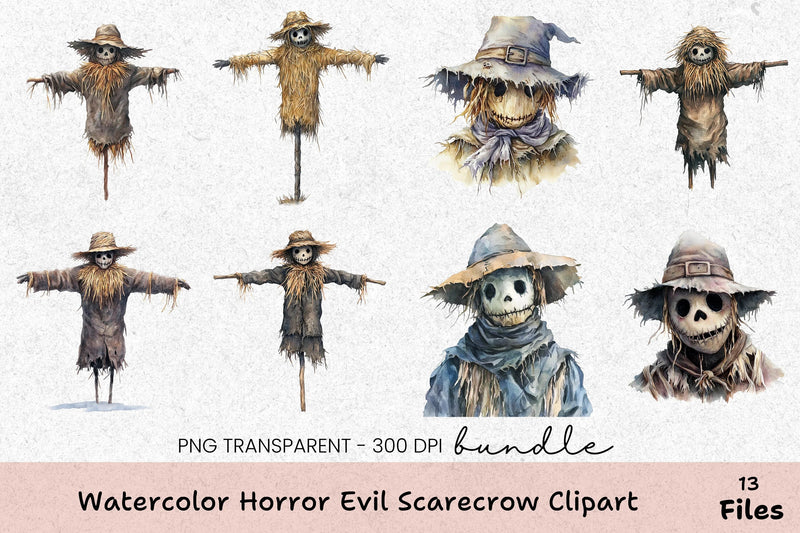 Horror Evil Scarecrow Clipart Bundle - CraftNest - Digital Crafting and Art