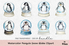 Penguin Snow Globe Clipart Bundle - CraftNest - Digital Crafting and Art