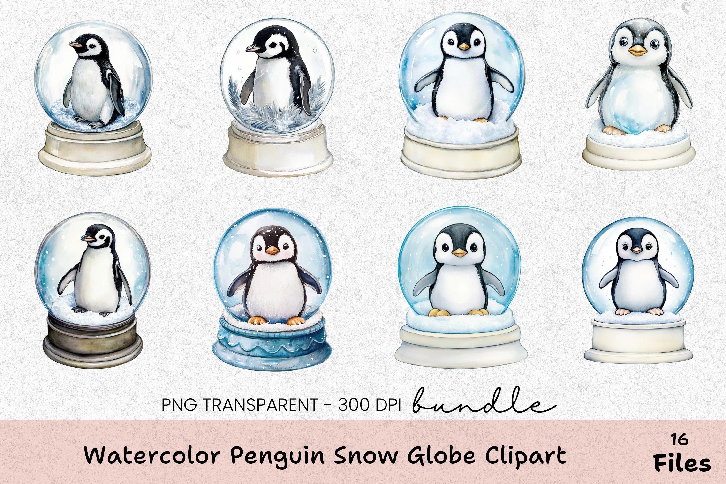 Penguin Snow Globe Clipart Bundle - CraftNest - Digital Crafting and Art