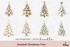 Seashell Christmas Tree Clipart Bundle - CraftNest - Digital Crafting and Art