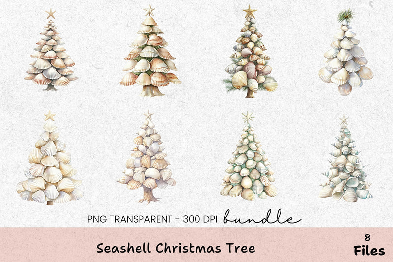 Seashell Christmas Tree Clipart Bundle - CraftNest - Digital Crafting and Art