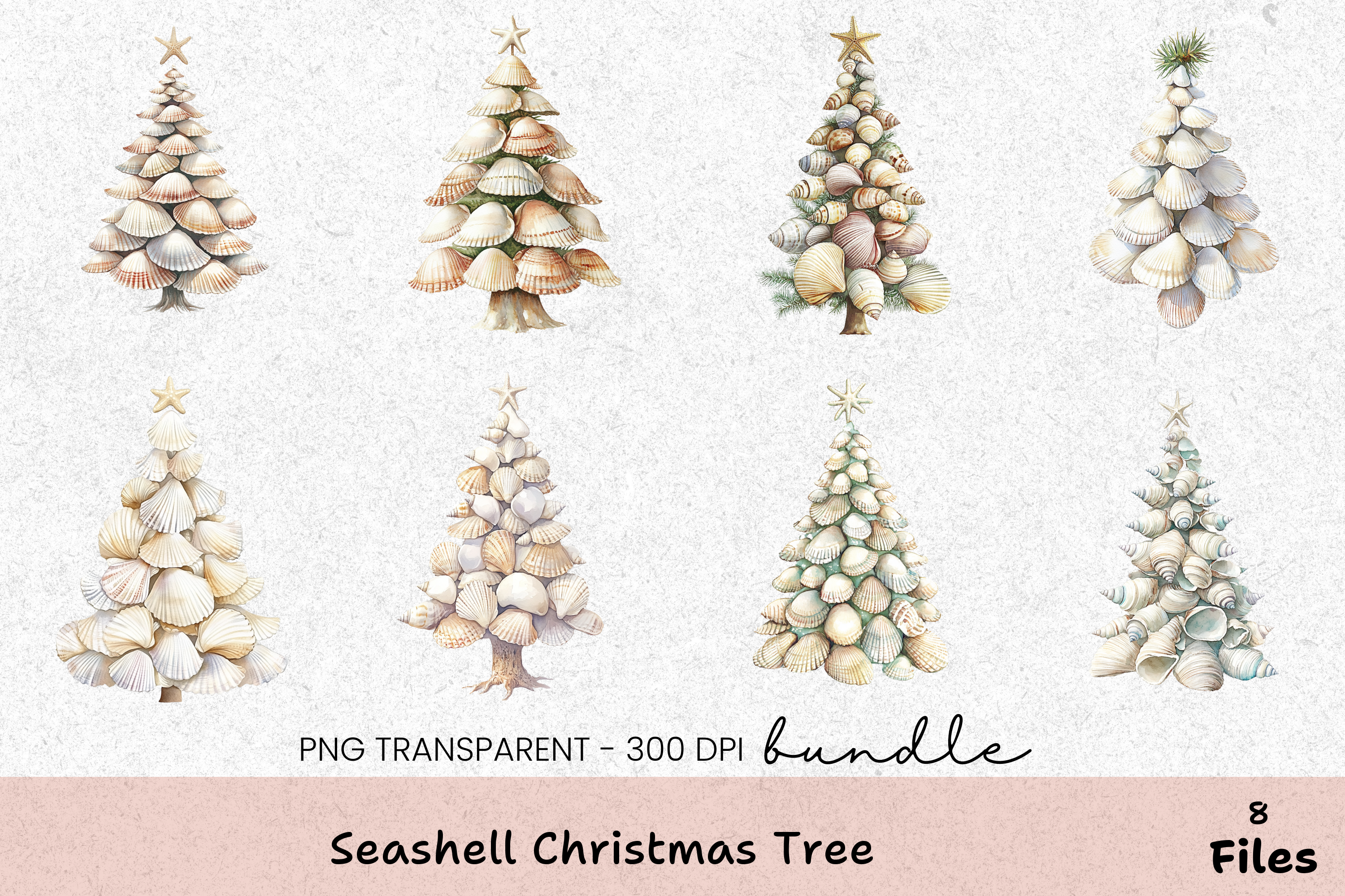 Seashell Christmas Tree Clipart Bundle
