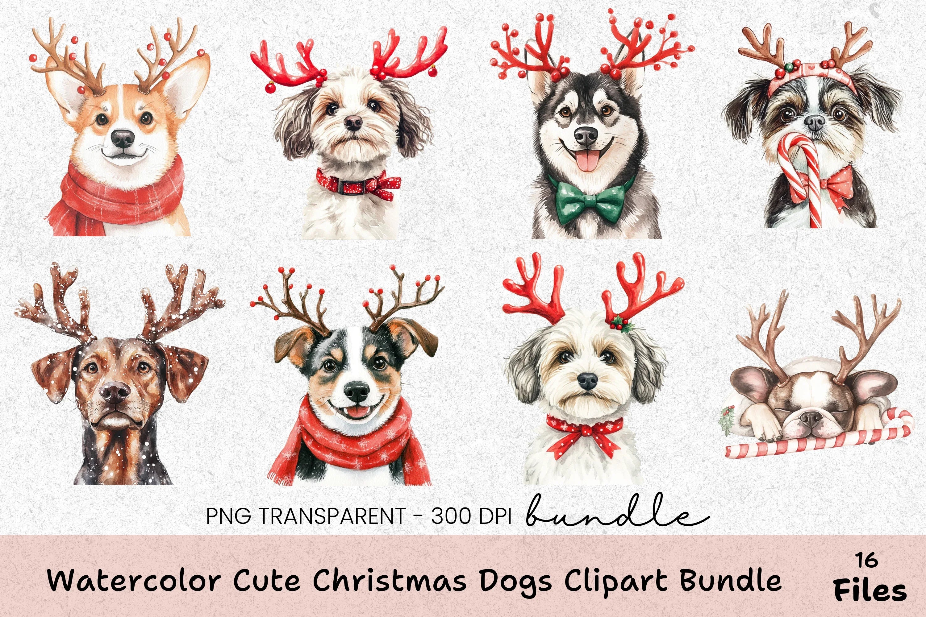 Cute Christmas Dogs Clipart Bundle - CraftNest - Digital Crafting and Art