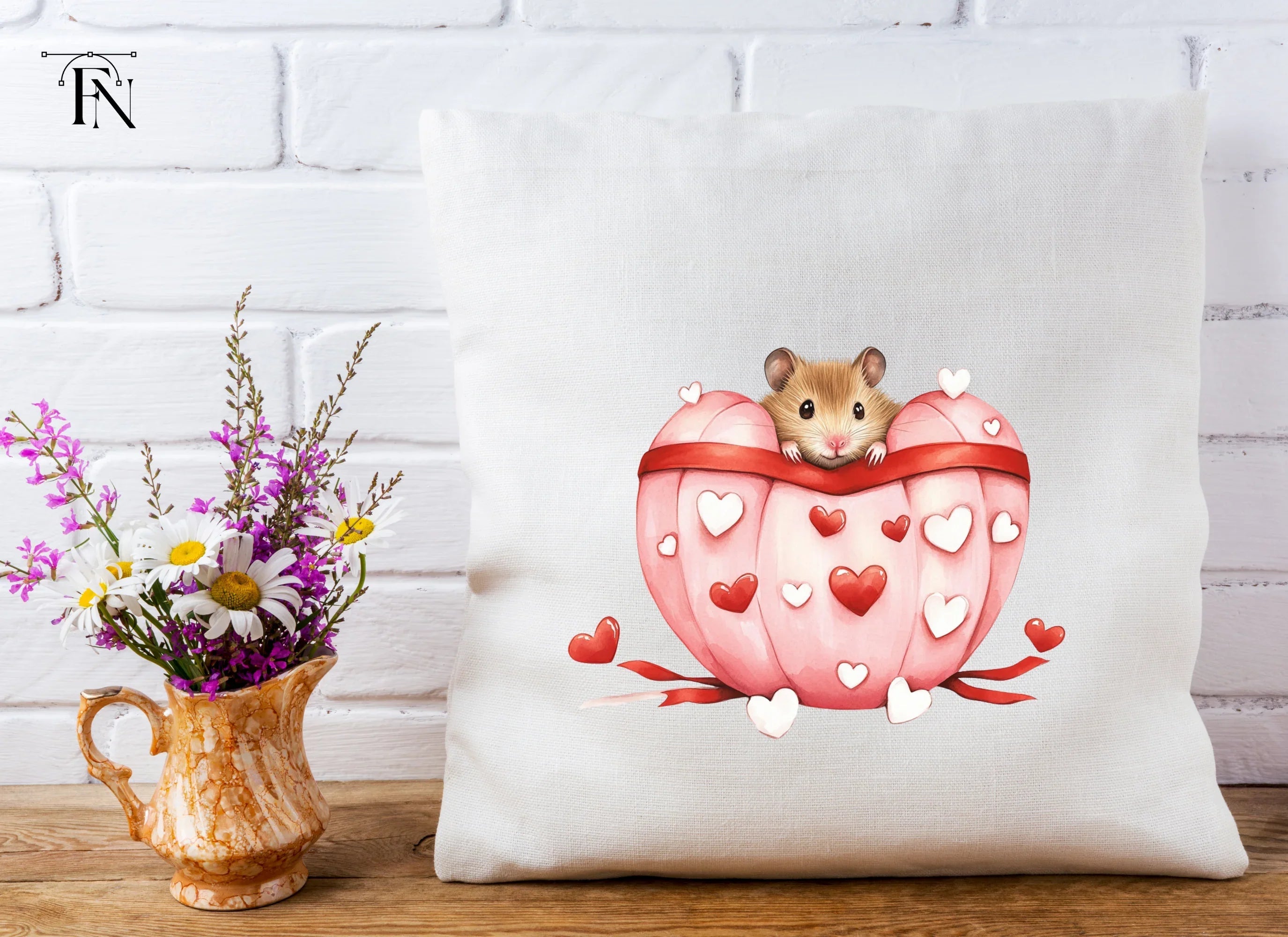 Cute Hamsters in Valentine Hearts Clipart Bundle