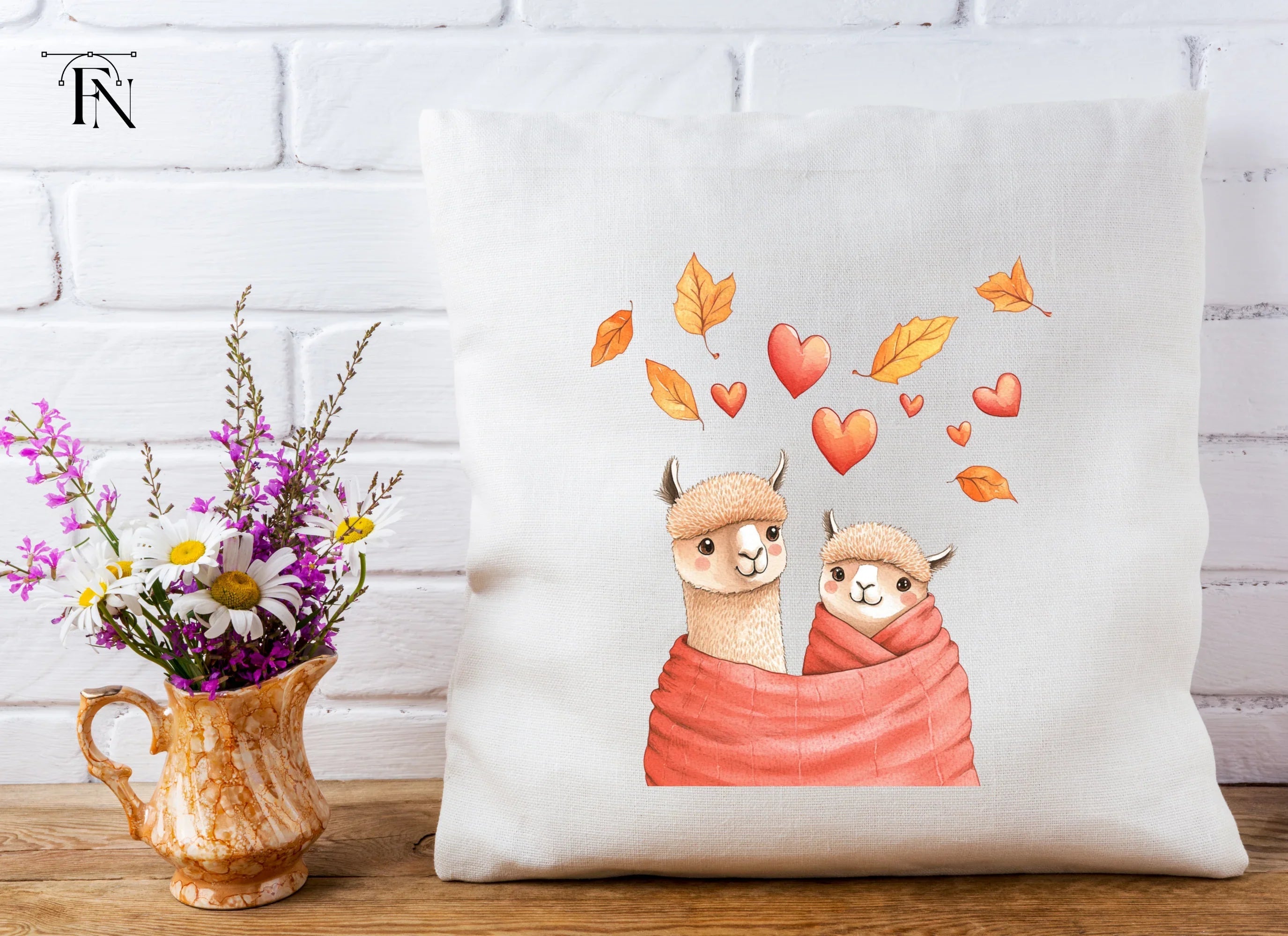 Alpaca Family Autumn Love Clipart Bundle