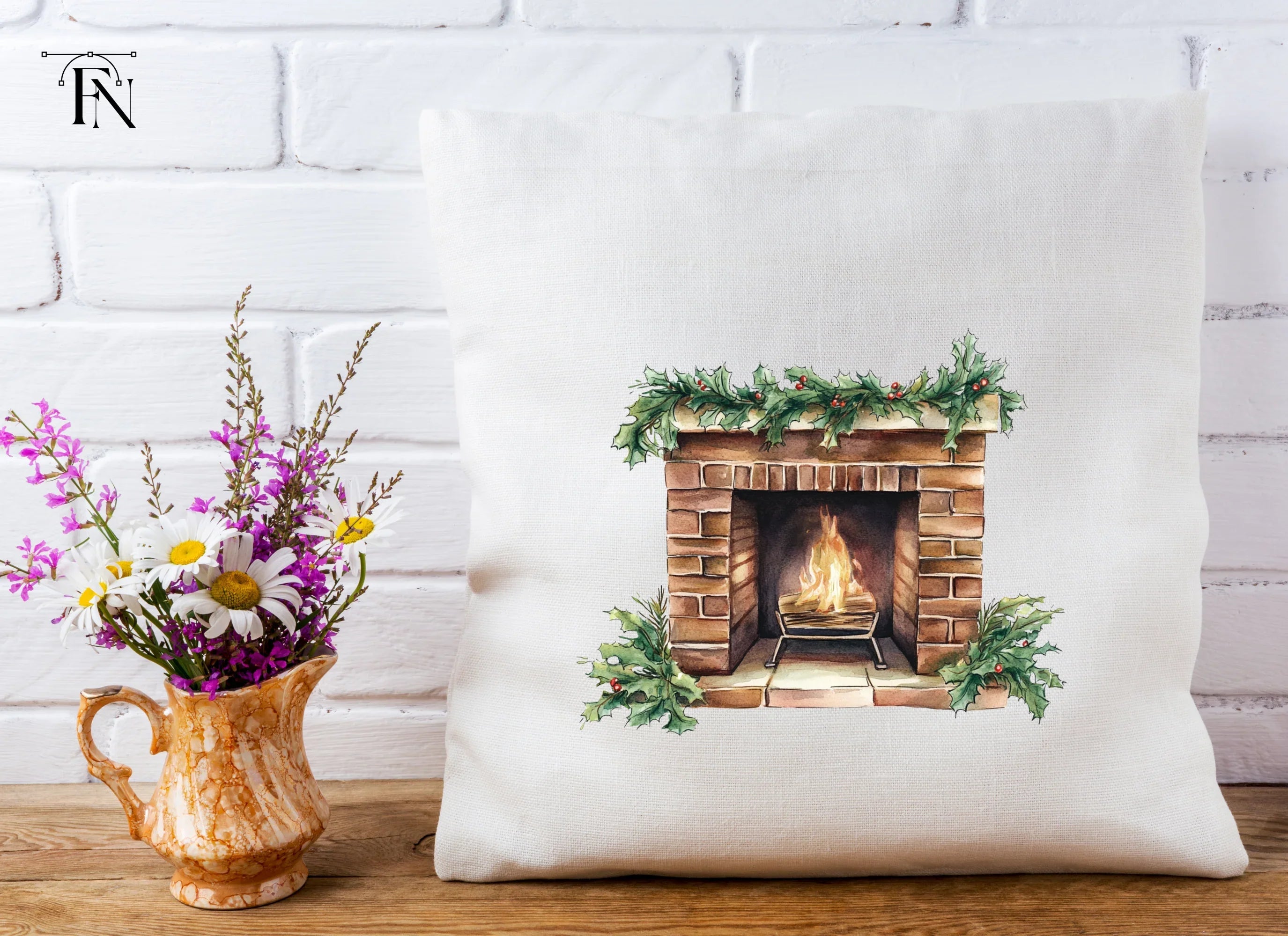 Cozy Christmas Fireplace Clipart Bundle