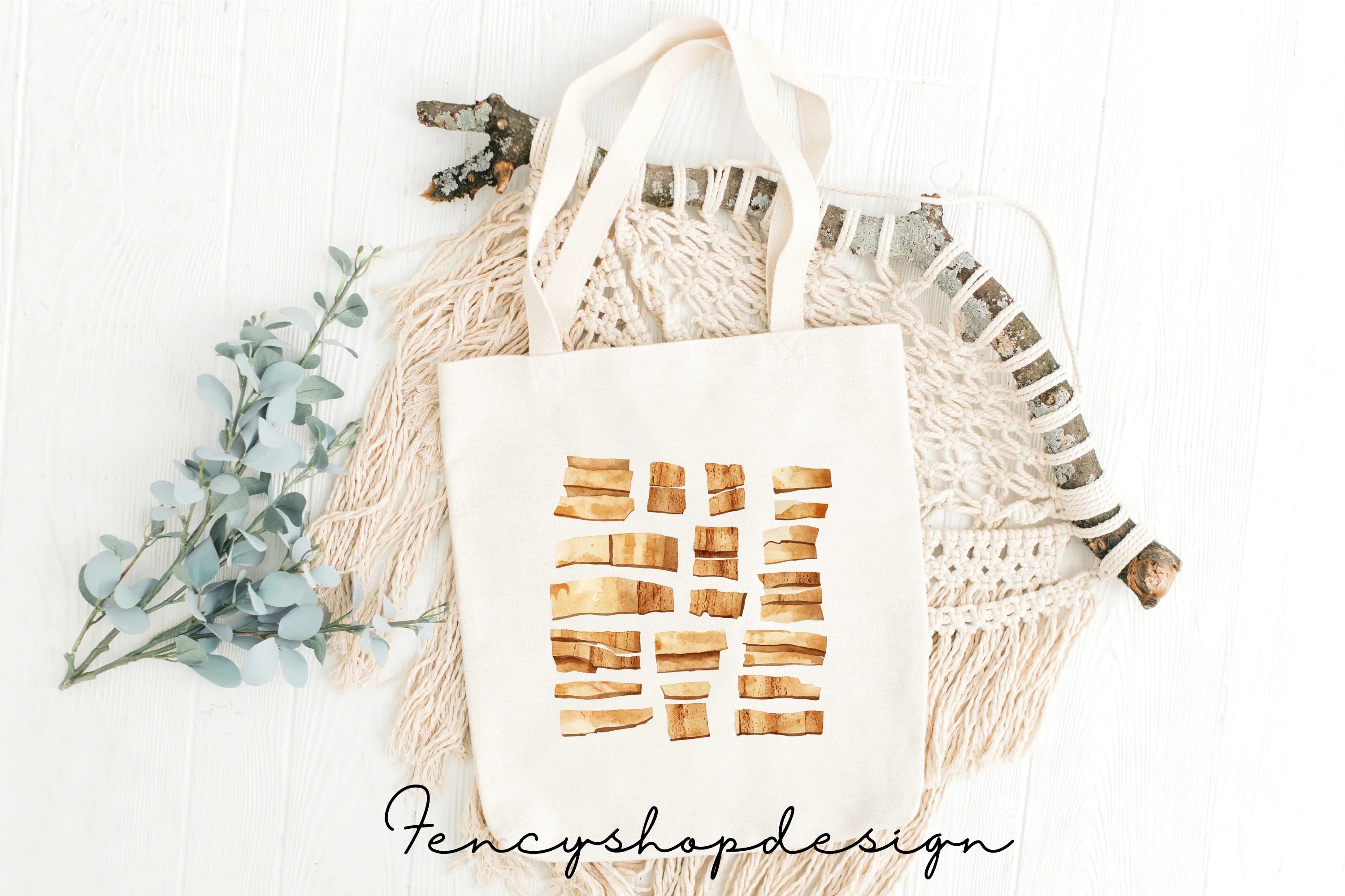 Rustic Textures Crackers Tags Cork Clipart Bundle