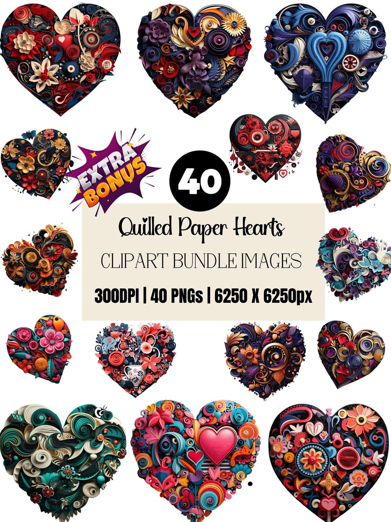 Valentines Hearts Quilling Clipart - CraftNest - Digital Crafting and Art