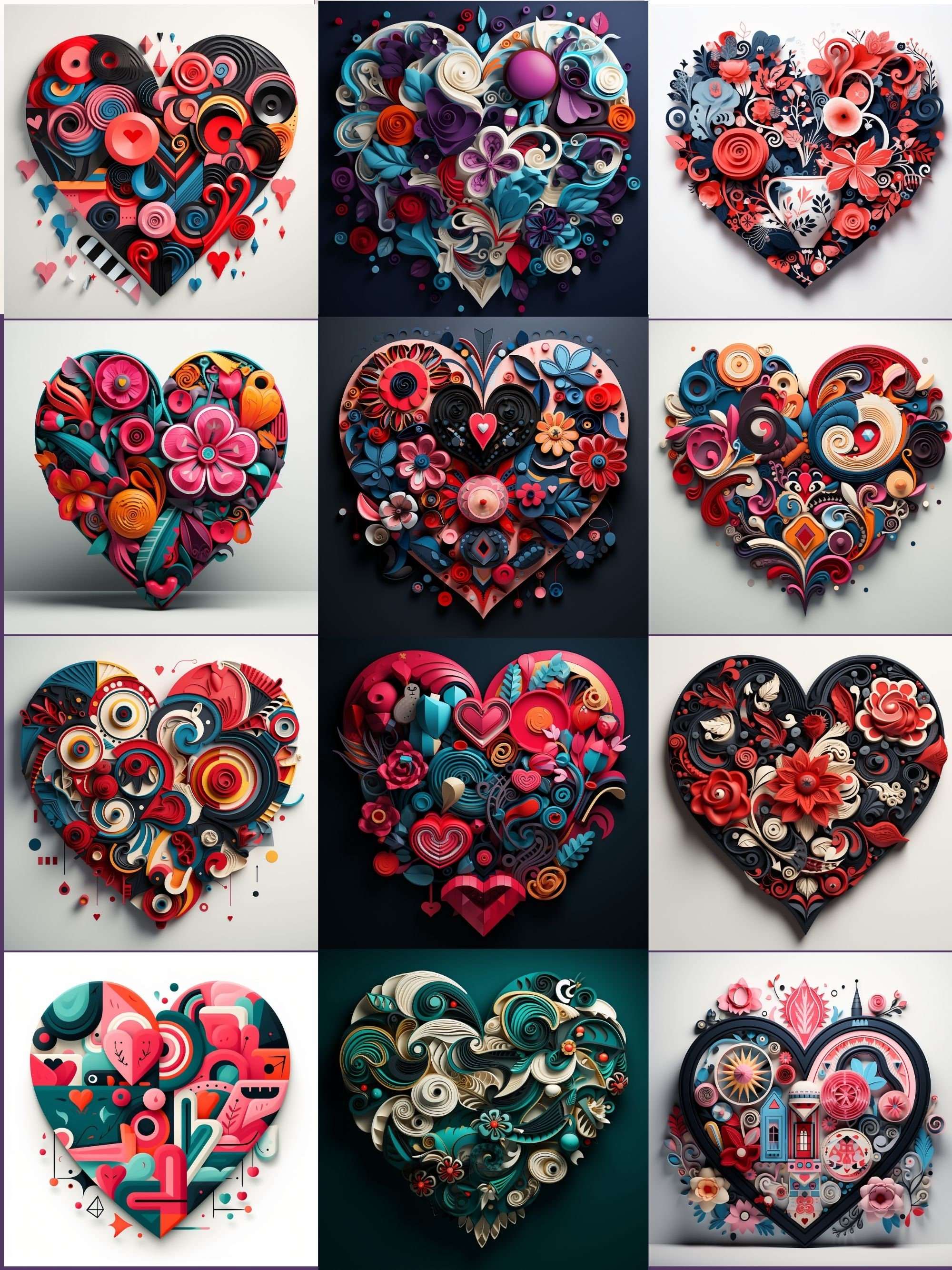 Valentines Hearts Quilling Clipart - CraftNest - Digital Crafting and Art