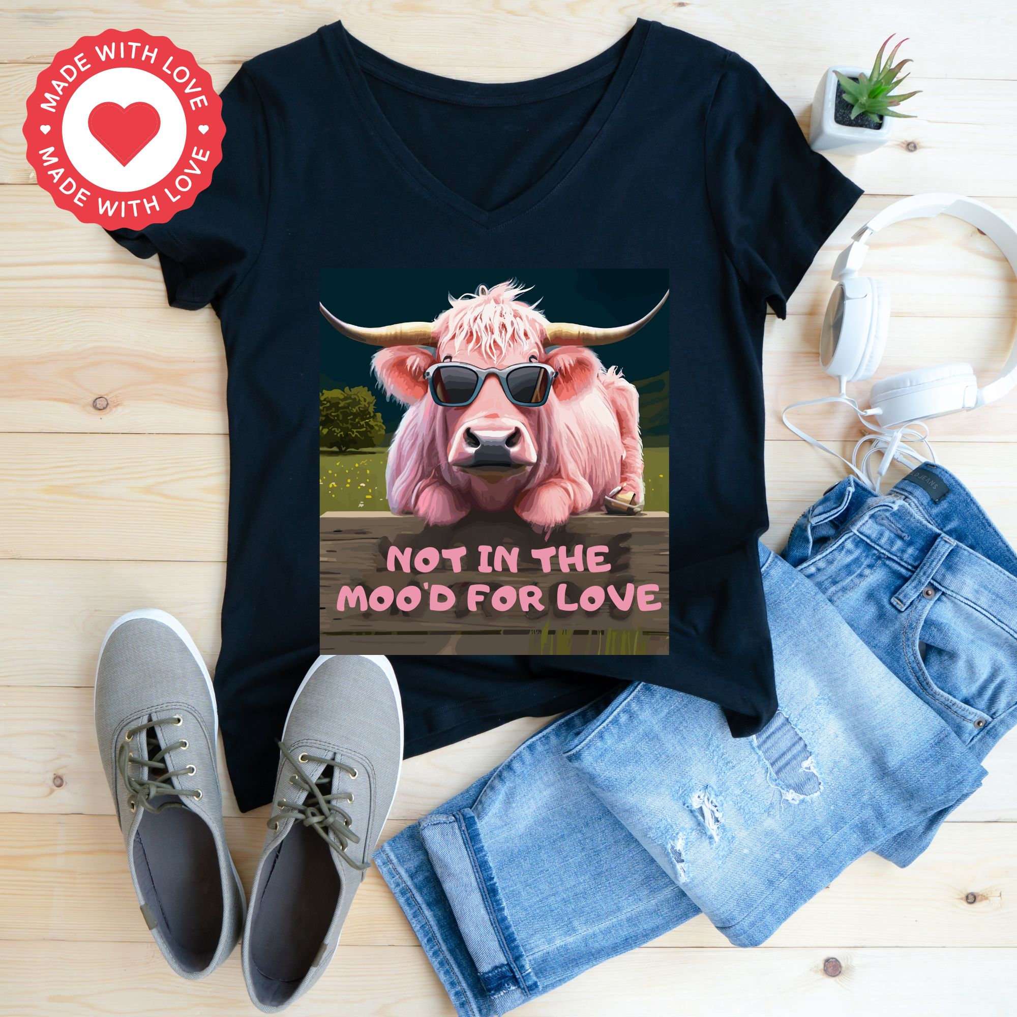 Pink Cow Not in the Mood Apparel Clipart - CraftNest - Digital Crafting and Art