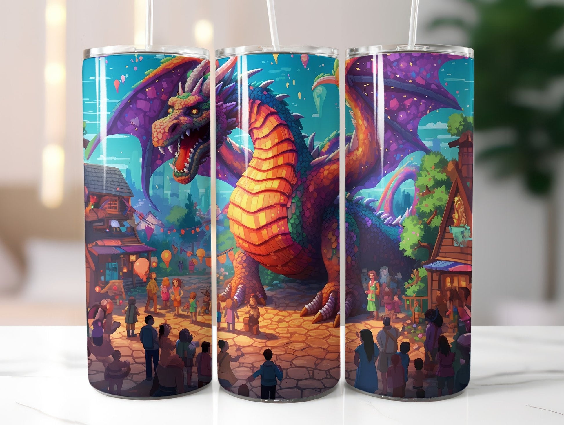 Pixel Art Dragon Tumbler Wrap - CraftNest