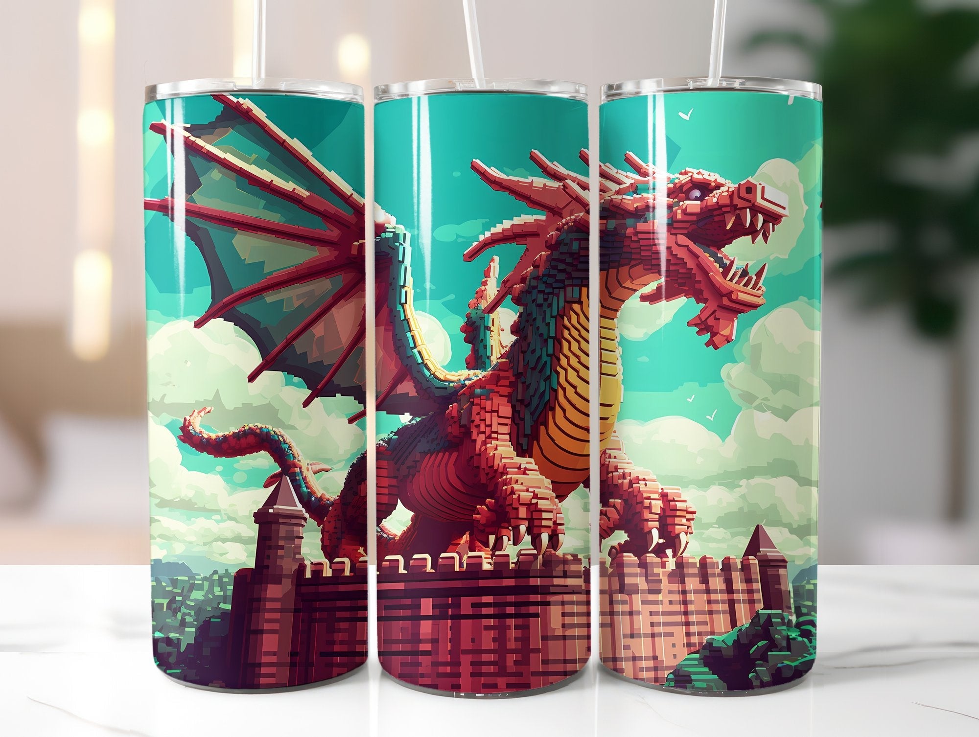 Pixel Art Dragon Tumbler Wrap - CraftNest