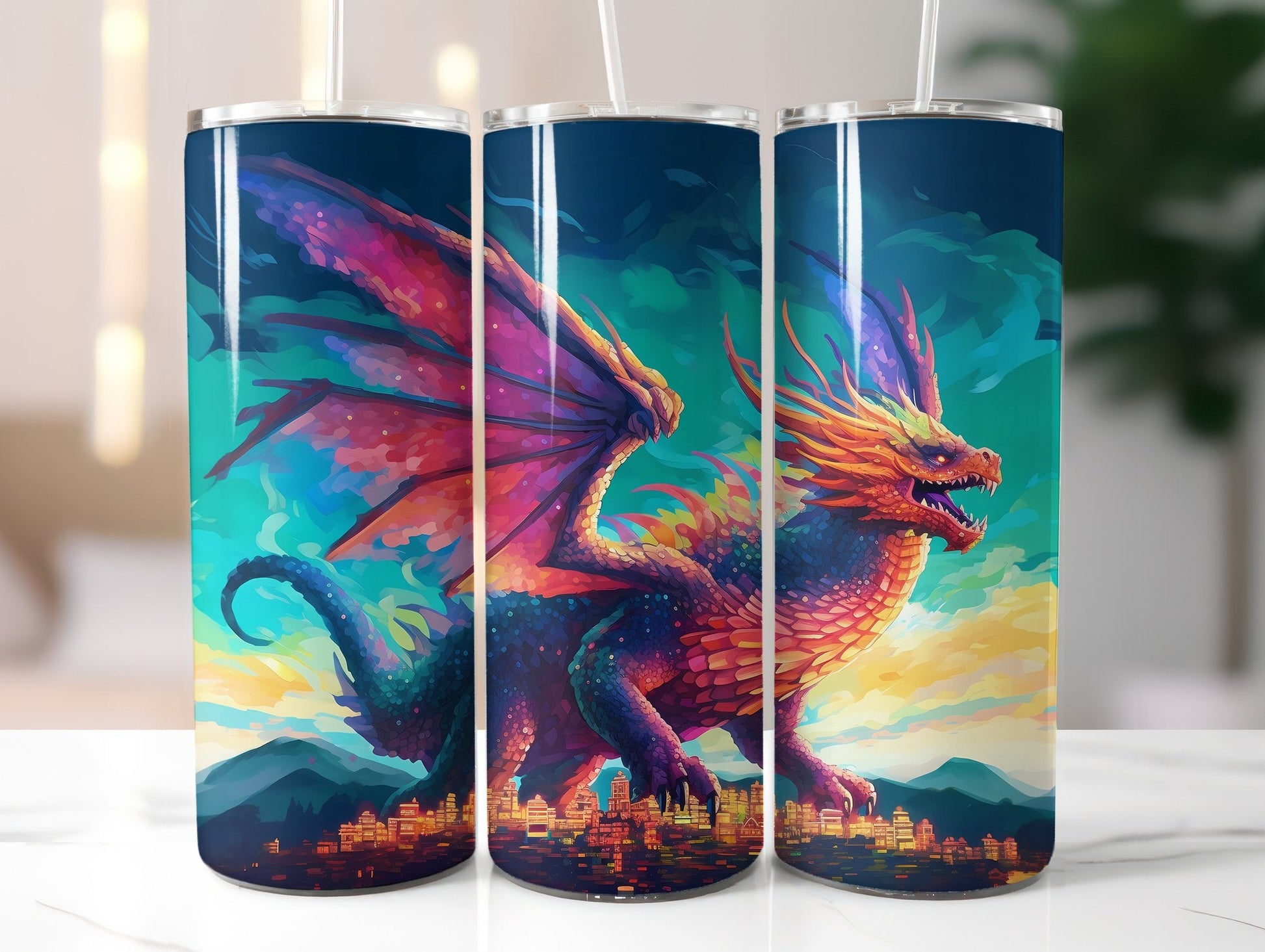 Pixel Art Dragon Tumbler Wrap - CraftNest