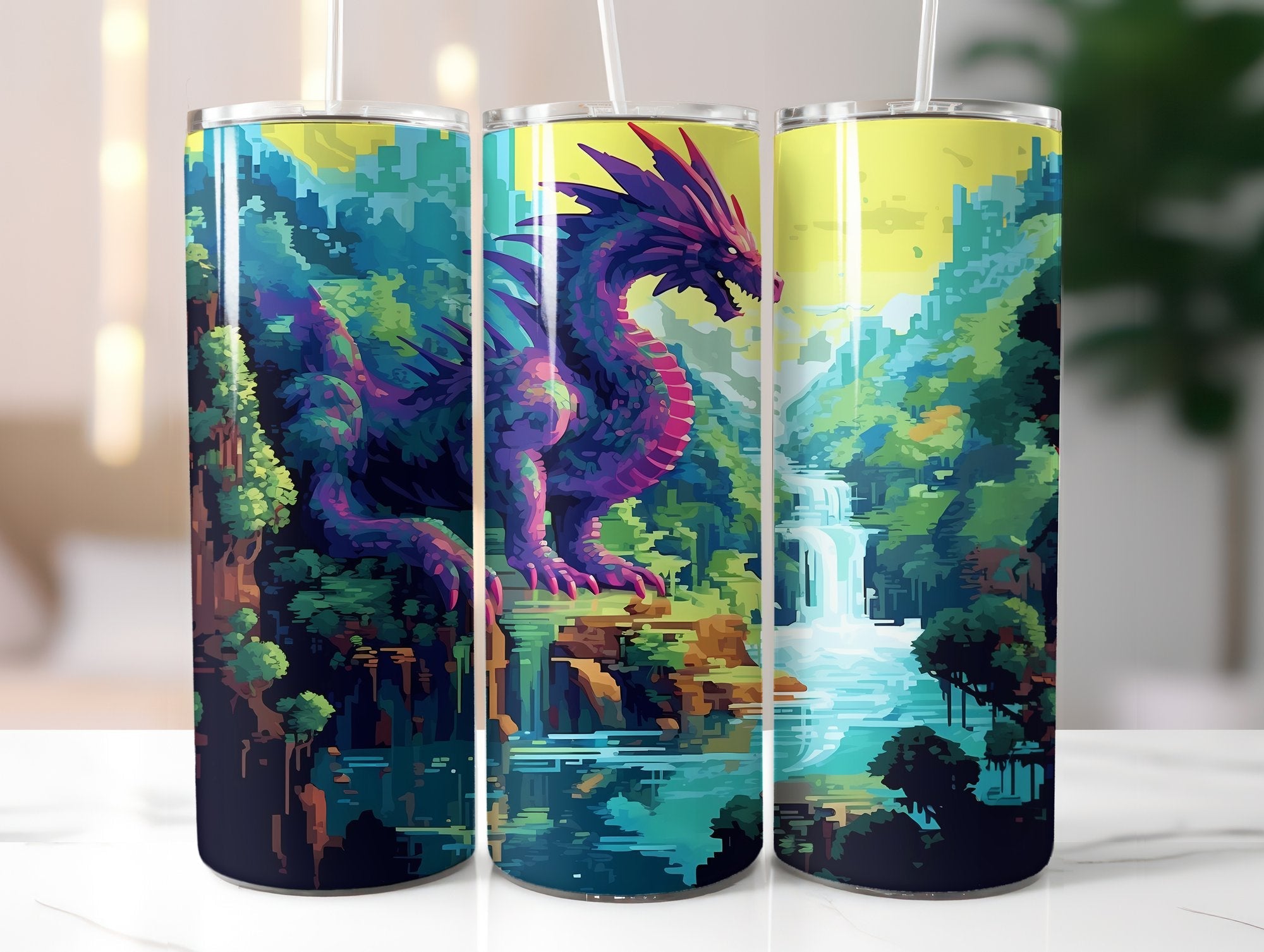 Pixel Art Dragon Tumbler Wrap - CraftNest