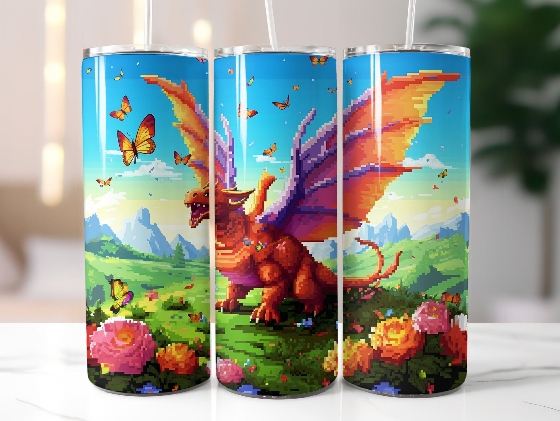 Pixel Art Dragon Tumbler Wrap - CraftNest