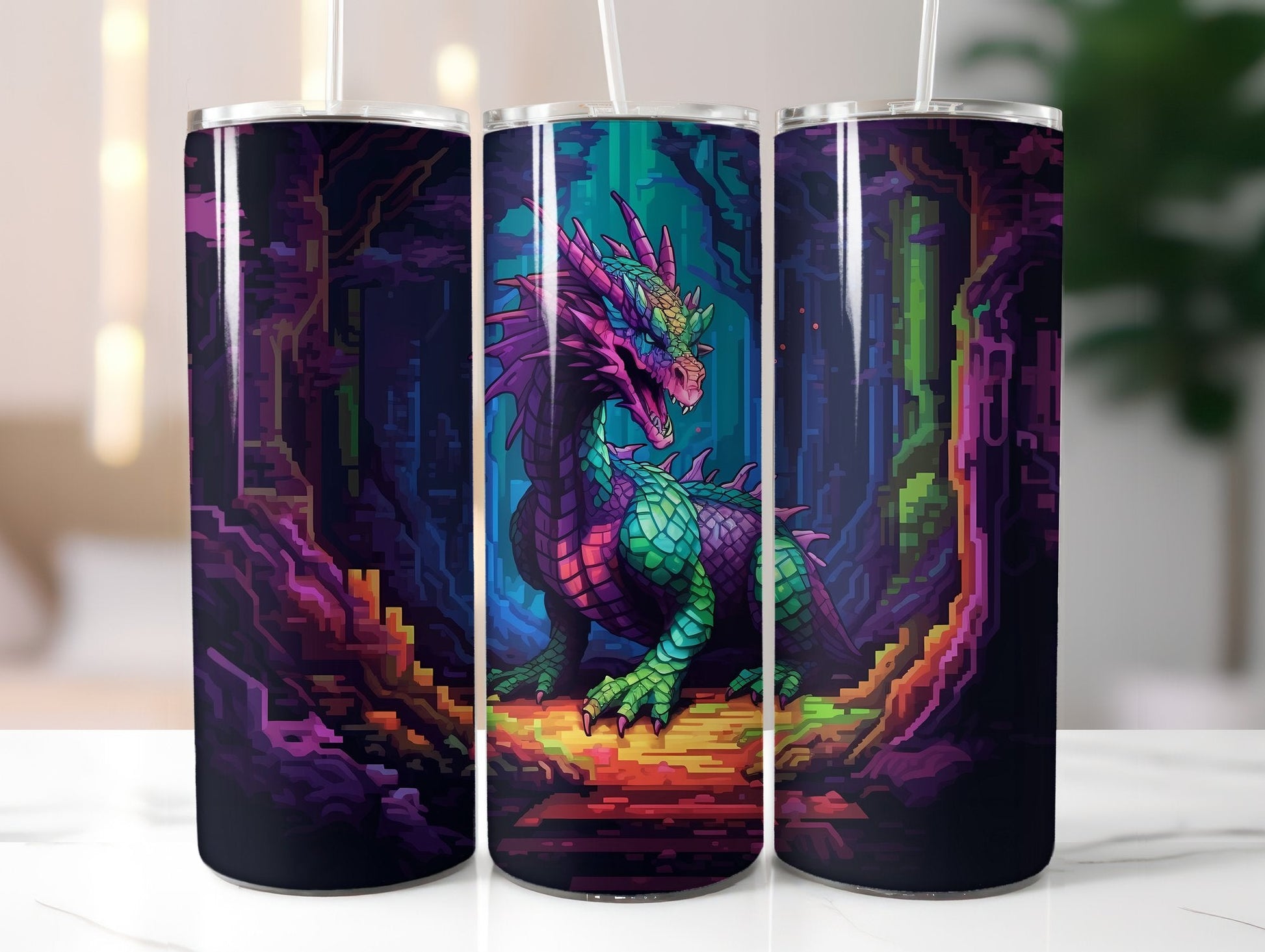 Pixel Art Dragon Tumbler Wrap - CraftNest