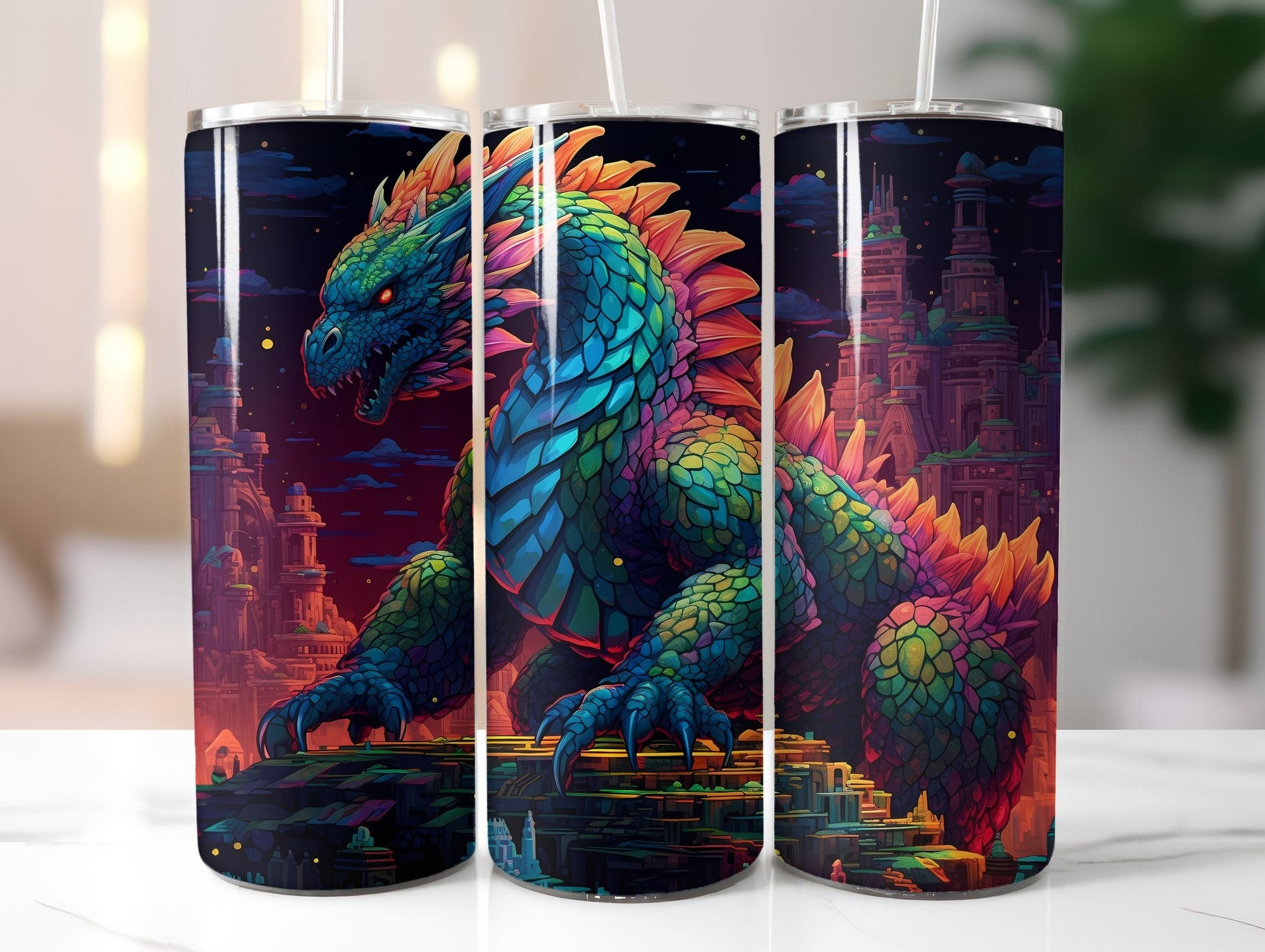 Pixel Art Dragon Tumbler Wrap - CraftNest