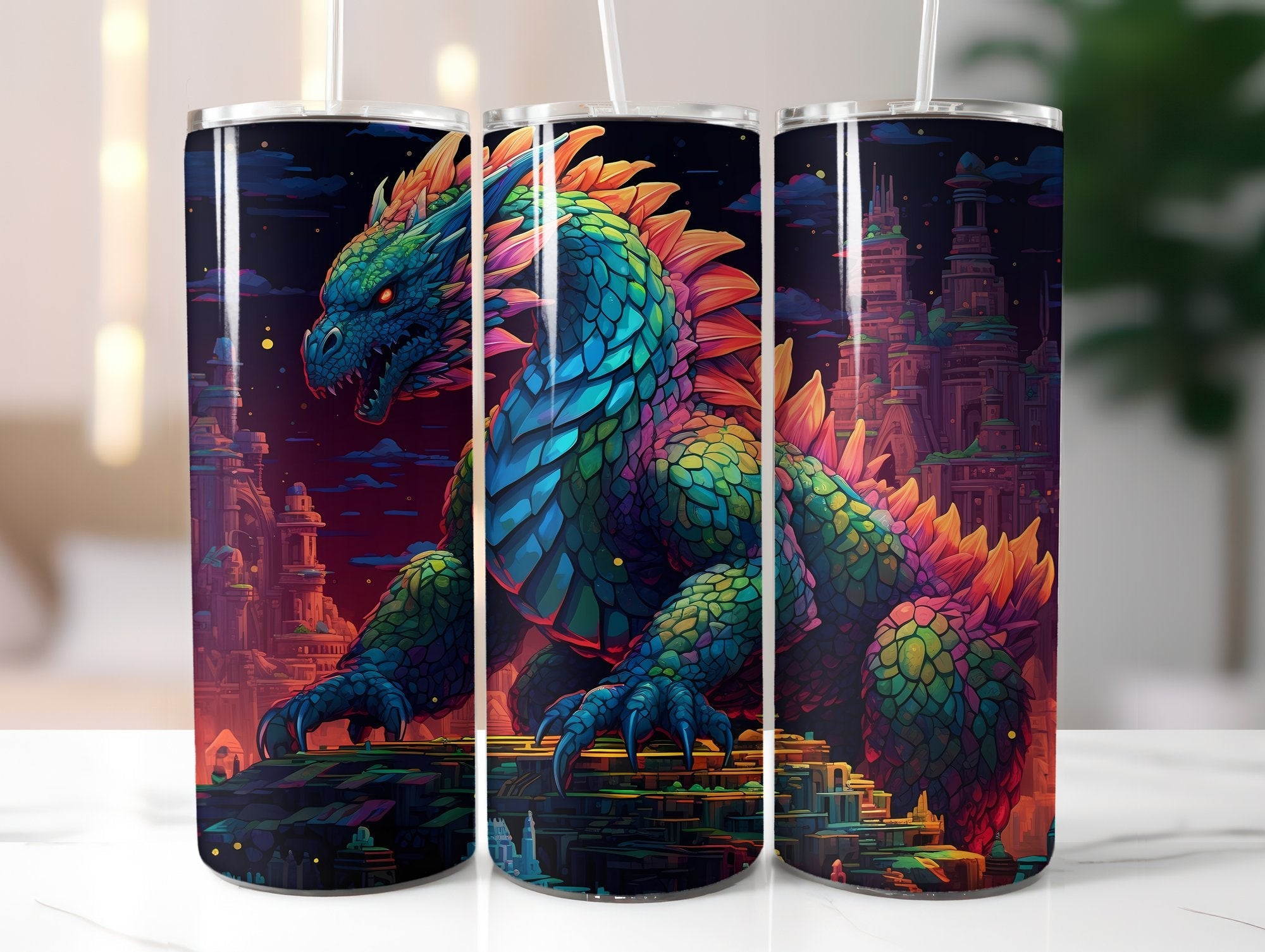 Pixel Art Dragon Tumbler Wrap - CraftNest