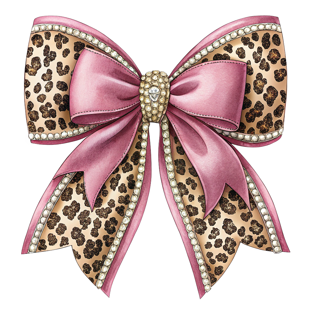 Pink Cheetah Spots Bow Clipart Bundle