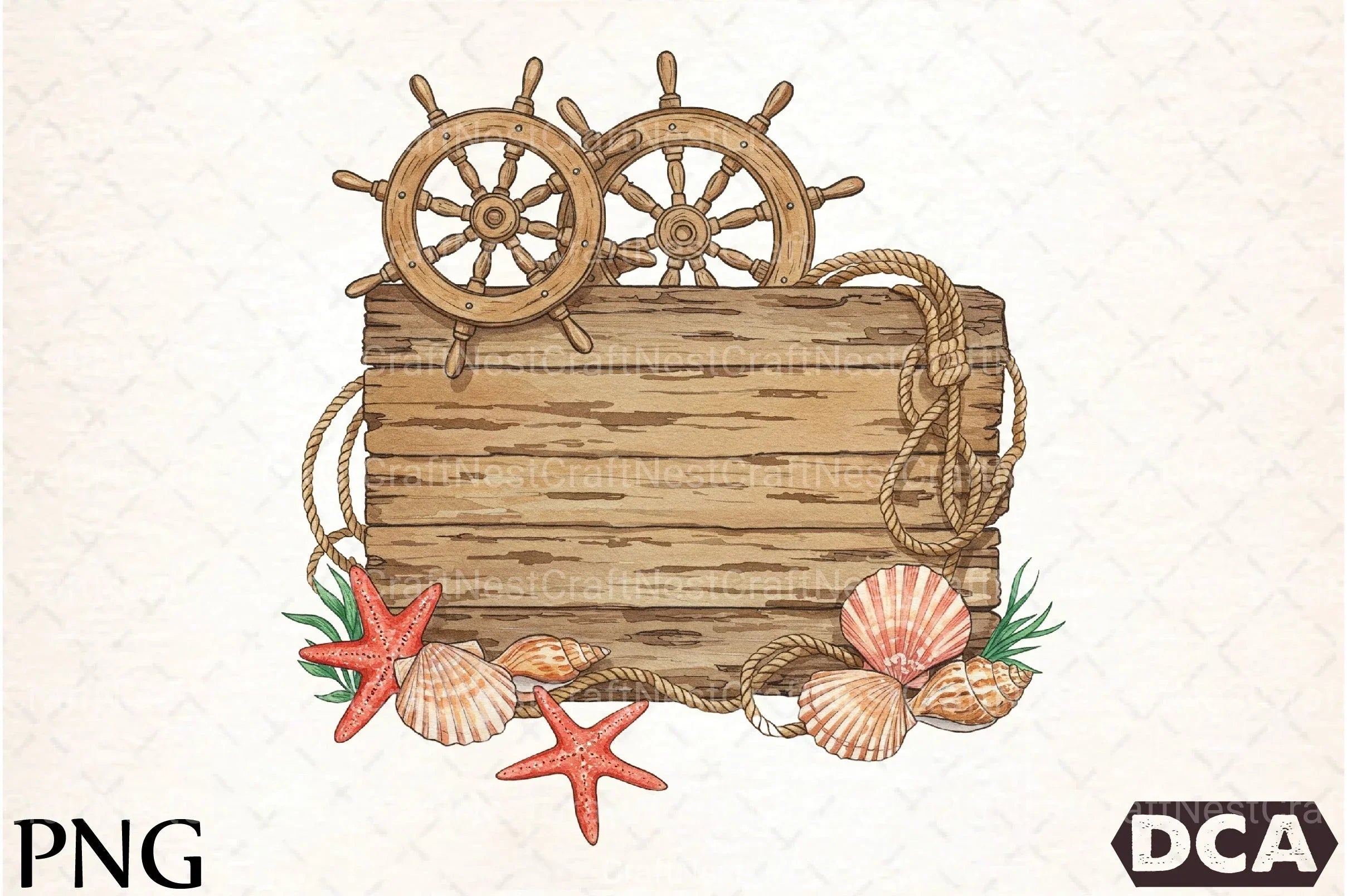 Wooden Board Seashells Clipart Bundle 1 - CraftNest - Digital Crafting and Art