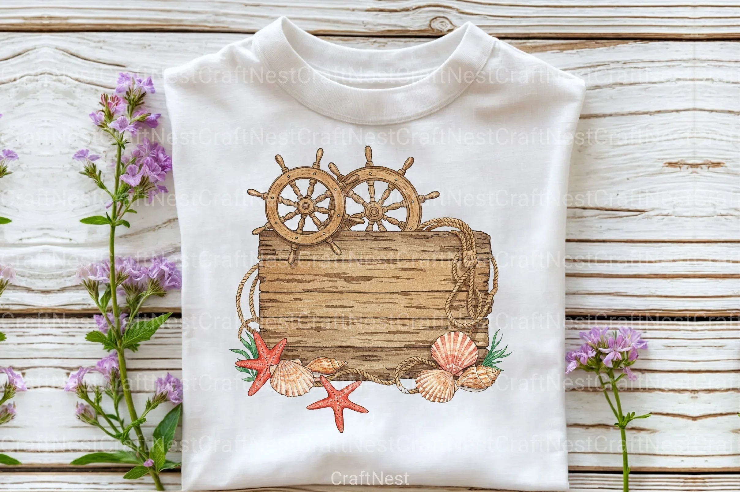 Wooden Board Seashells Clipart Bundle 1 - CraftNest - Digital Crafting and Art