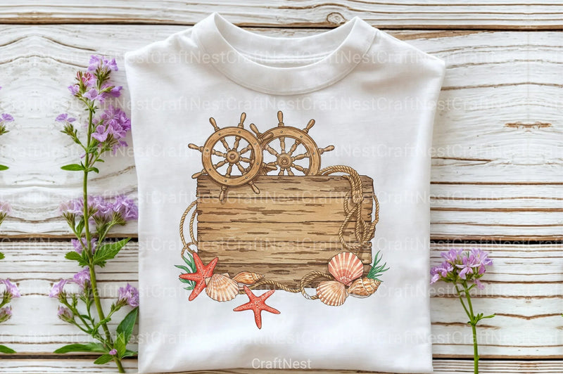 Wooden Board Seashells Clipart Bundle 1 - CraftNest - Digital Crafting and Art