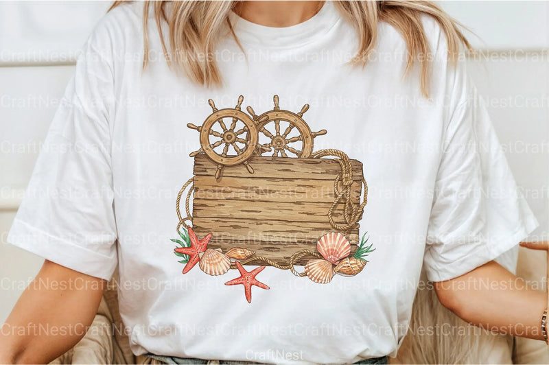 Wooden Board Seashells Clipart Bundle 1 - CraftNest - Digital Crafting and Art