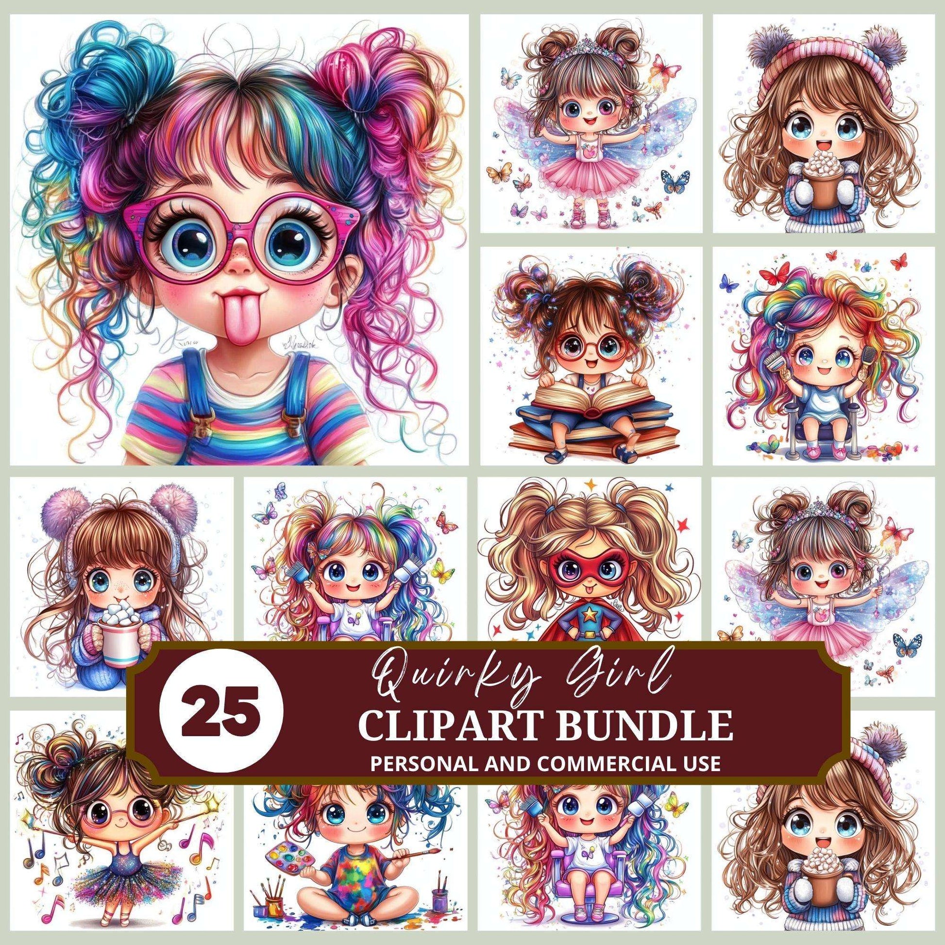 Quirky Girl Clipart - CraftNest - Digital Crafting and Art