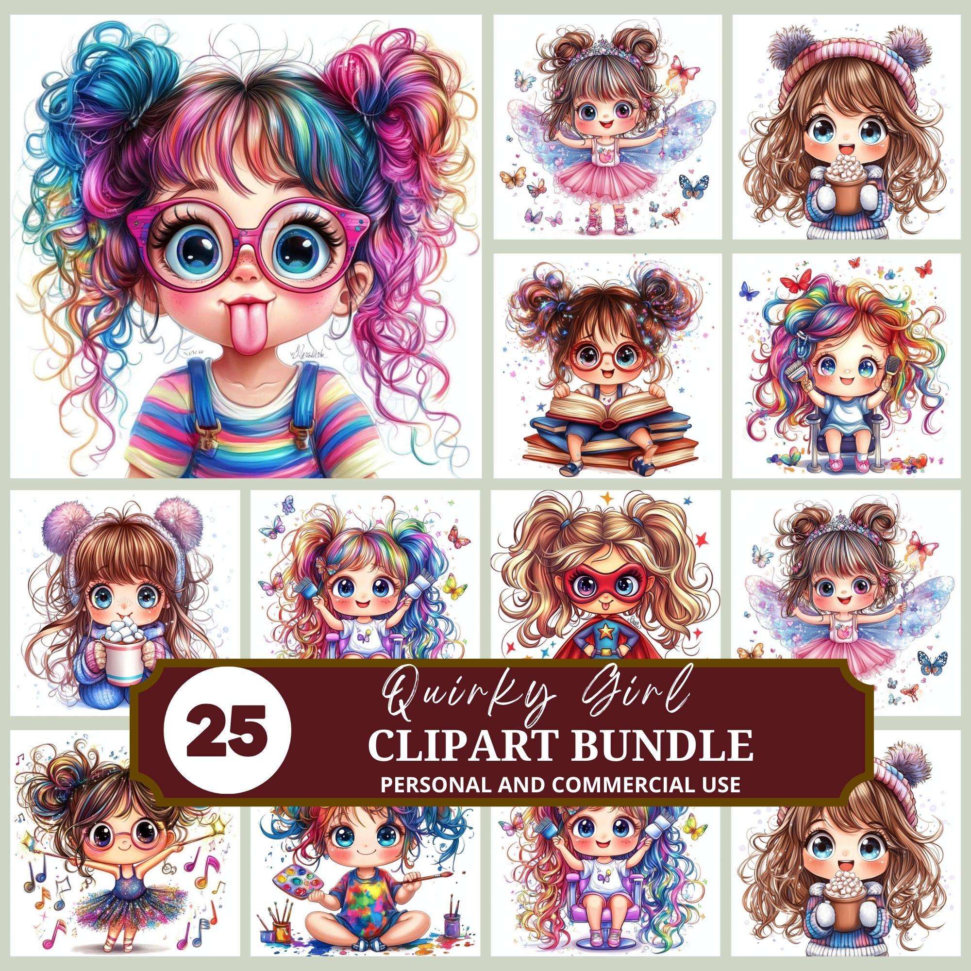 Quirky Girl Clipart - CraftNest - Digital Crafting and Art
