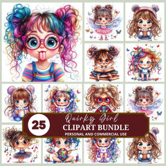 Quirky Girl Clipart - CraftNest - Digital Crafting and Art